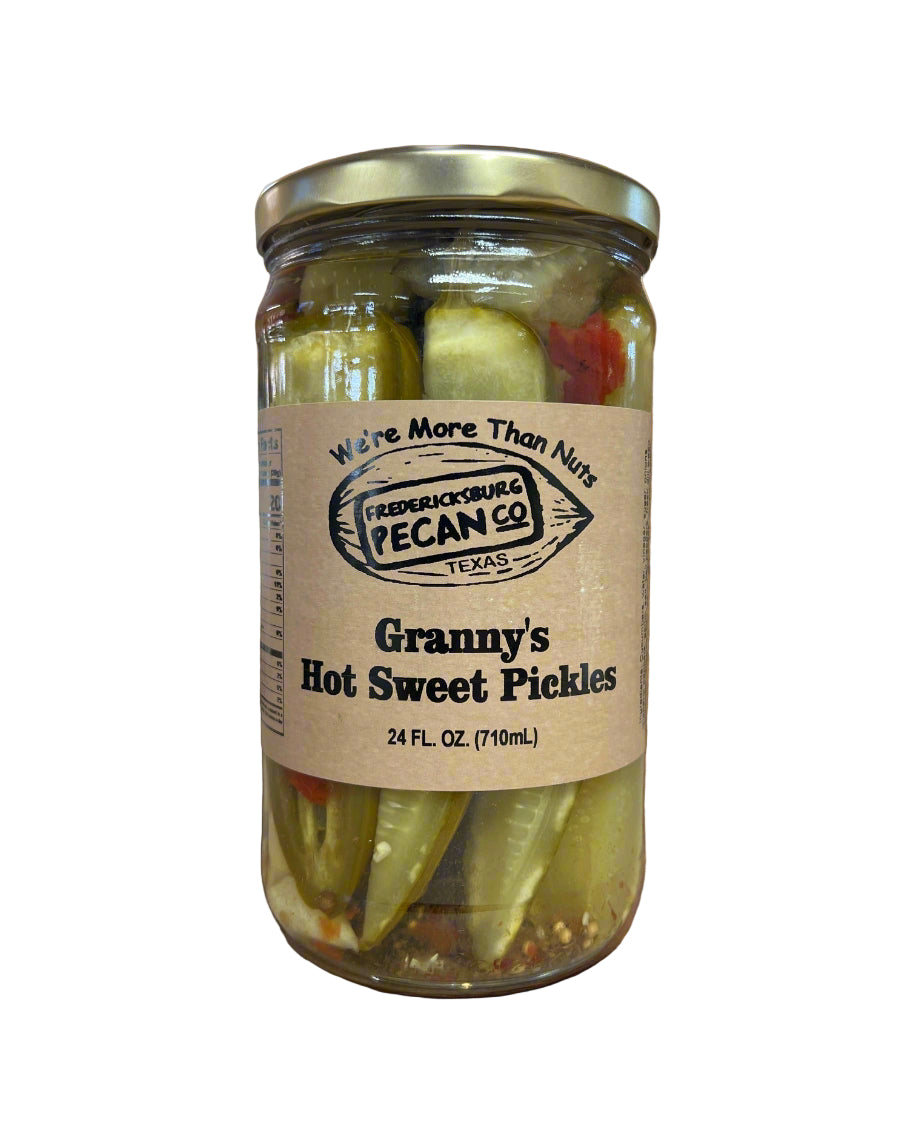 Fredericksburg Pecan Company Granny's Hot Sweet Pickles 24 oz
