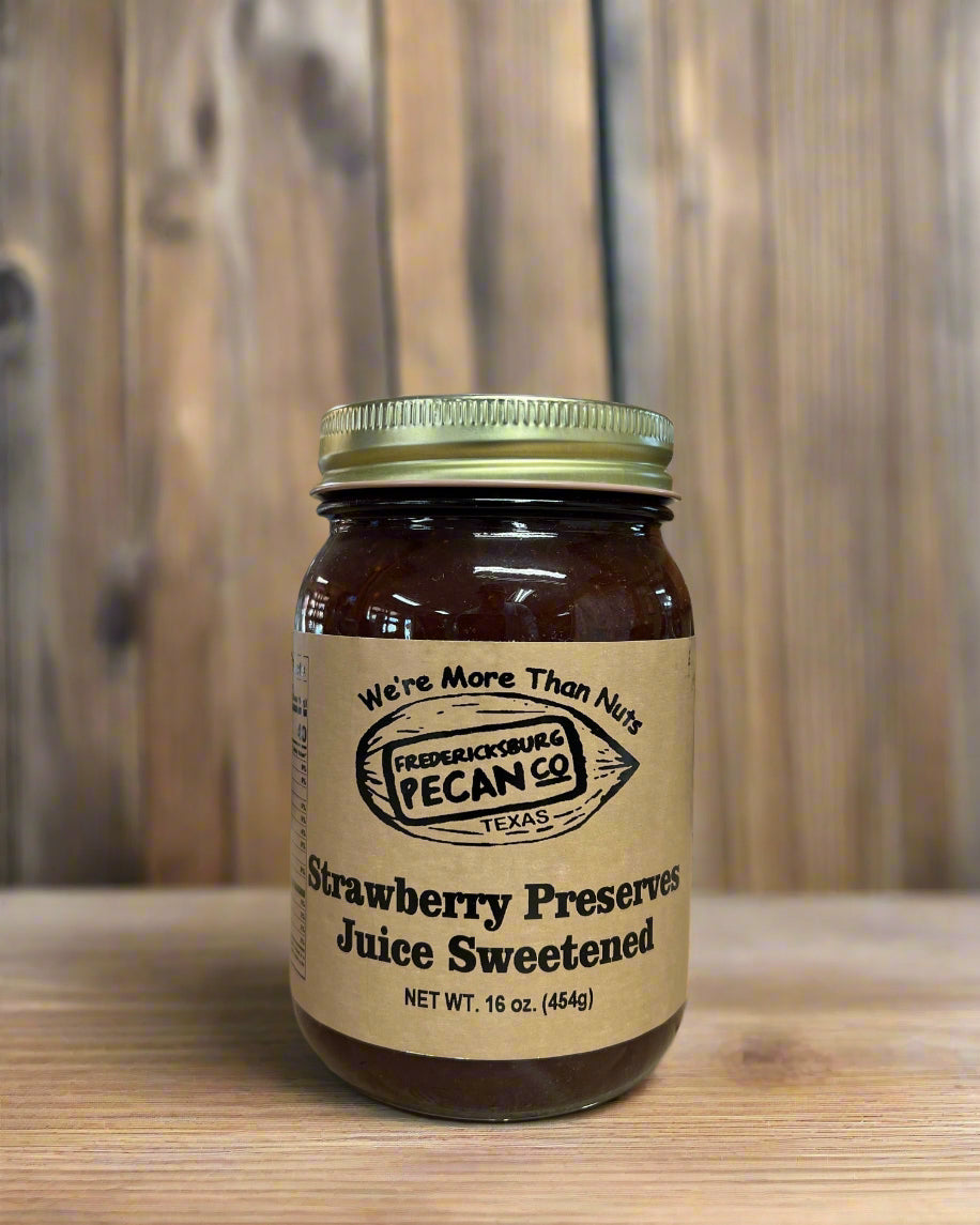 Fredericksburg Pecan Company Strawberry Preserves Juice Sweetened 16oz