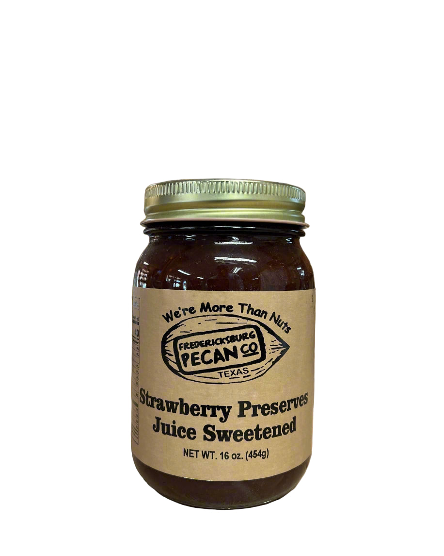 Fredericksburg Pecan Company Strawberry Preserves Juice Sweetened 16 oz