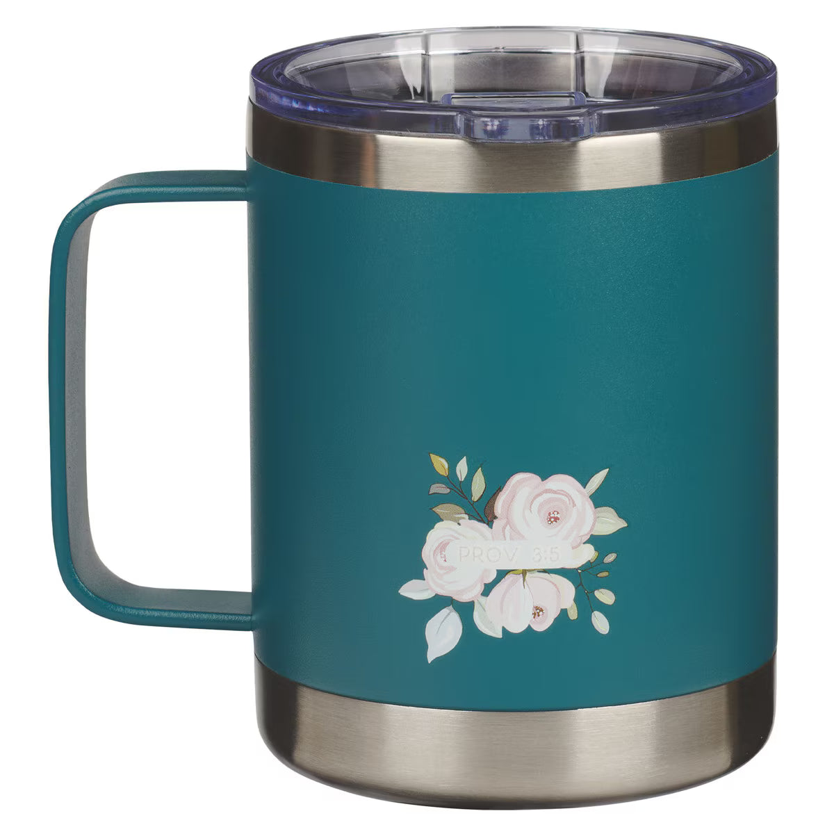 Mug - Trust in the Lord Teal Floral Camp-Style Stainless Steel