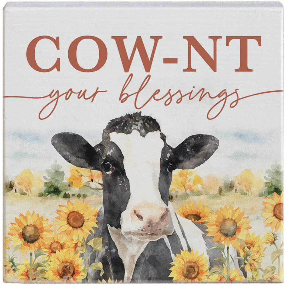 Novelty Sign - Cow-nt Your Blessings