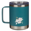Mug - Trust in the Lord Teal Floral Camp-Style Stainless Steel