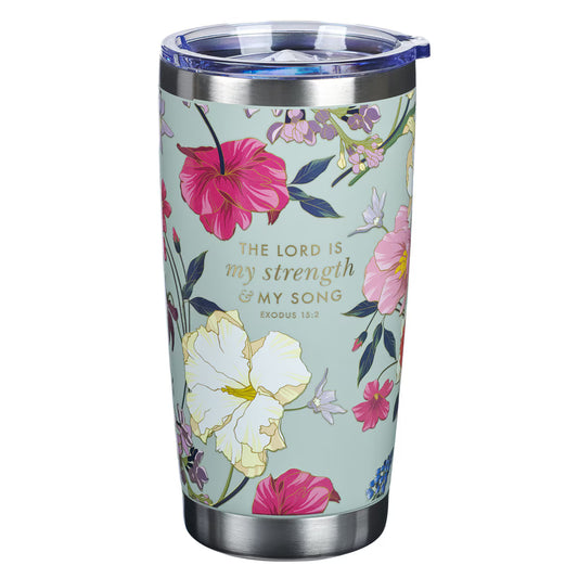 Tumbler - My Strength and My Song Stainless Steel Travel Tumbler - Exodus 15:2