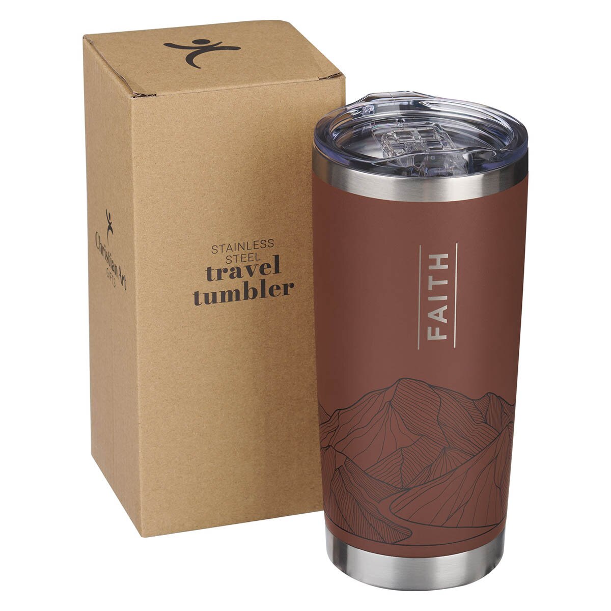 Tumbler - Faith Brown Stainless Steel Travel Tumbler - Matthew 17:20