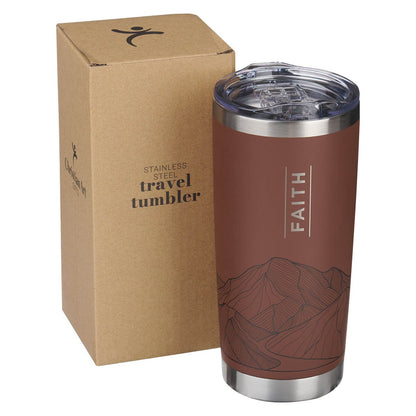 Tumbler - Faith Brown Stainless Steel Travel Tumbler - Matthew 17:20